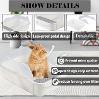 Open Cat Litter Box with High Side - 【Color：White】 - image 2