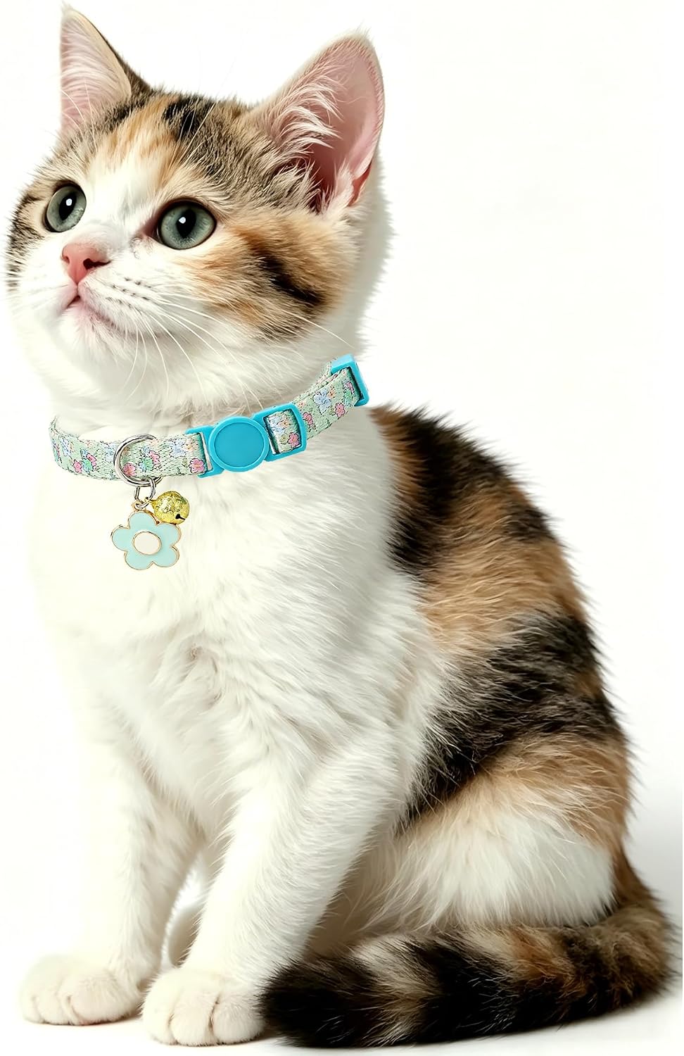 SOLMOONY Cute Cat Collar for Girl Boy - Green Flowers - image 3