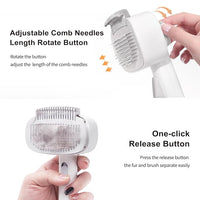 2-in-1 Deshedding Brush & Dematting Comb for Cats, Cat Brush for Long Haired Cats, Effectively Removes Matted Fur & Tangles, White