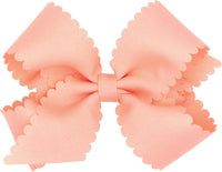 Wee Ones medium smoke blue girls grosgrain hair bow with scalloped edges and no slip clip - view 6