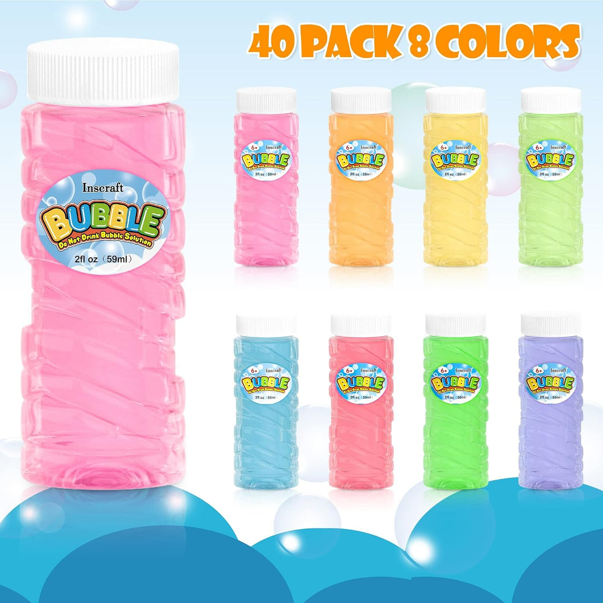 INSCRAFT Bubble Wand, Summer Toys, Wedding - 40 Pcs 2oz Bubbles Solution Bulk - image 2