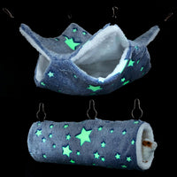 Noctilucent Luminous Guinea Pig Rat Hammock Bunkbed Hanging Tunnel - Blue