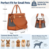 Fashion Pet Carrier Dog Cat Carrier Purse Soft-Sided Leather Handbag - Brown - image 3