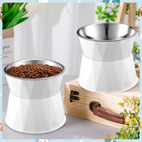 Lallisa 2 Pcs Elevated Cat Bowls, Adjustable Raised Feeder - white - image 4