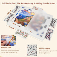 BuilderButler Lightweight 1500 Pieces Rotating Puzzle Board with 6 - Plastic-6 Drawers / Medium-1500pcs - image 2