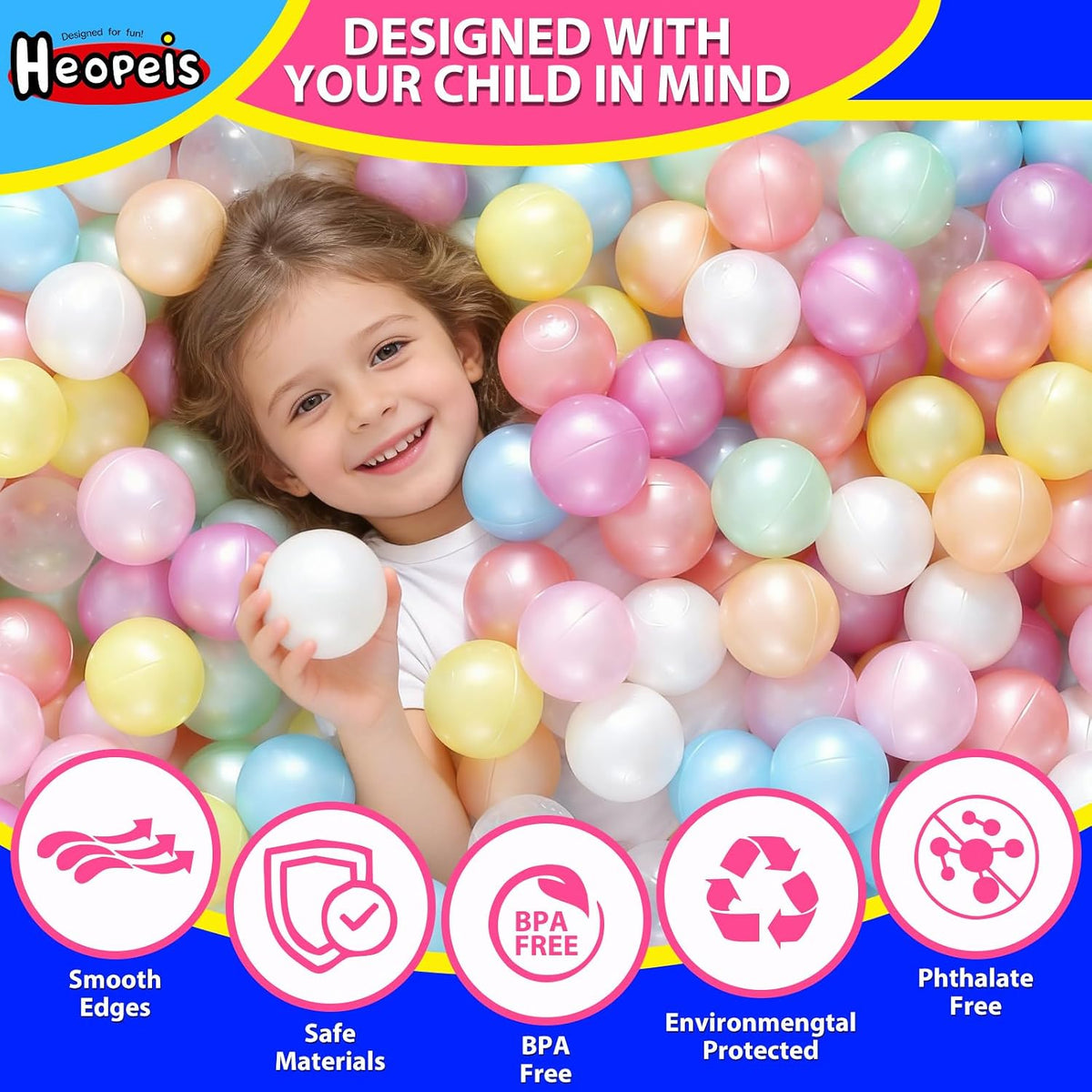 Ball Pit Balls for Toddlers, Crush Proof - Round - 10 Pearl Colors / 200 balls - image 2