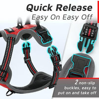 Eagloo Small Dog Harness No Pull, Service Vest with Reflective Strips and Control Handle, Adjustable and Comfortable for Easy Walking, No Choke Pet Harness with 2 Metal Rings, Red, XS