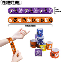 CCINEE Halloween slap bracelets, 48 pack with pumpkin, bat, skull and ghost designs - view 4