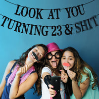 Black Glitter Look at You Turning 25 & Sh*t Banner - 23 - image 3