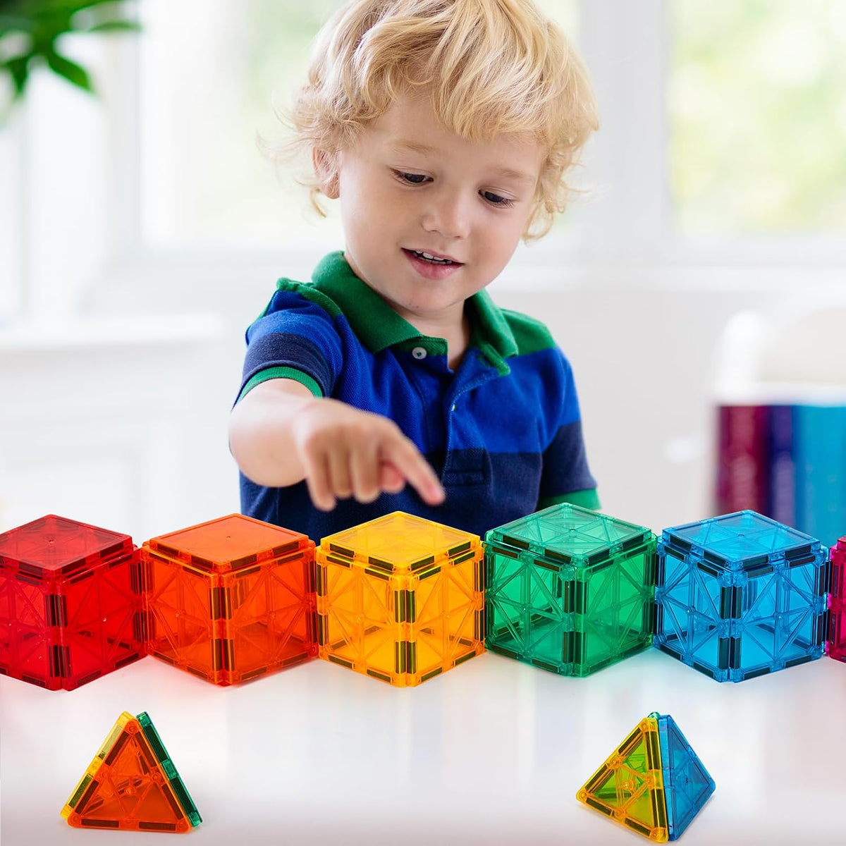 FNJO Magnetic Tiles, 100PCS STEM Building Blocks Toy Set for Kids – Fun for Kids & Family - 52PCS - image 3