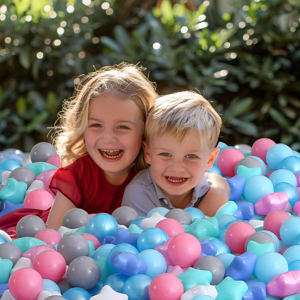Realhaha Ball Pit Balls Star Shapes Plasticballs for Ballpit Playpen – Fun for Kids & Family - Pearl Pink Green Blue White / 100 - image 2
