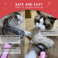 Deshedding Dog Brush, Undercoat Rake for Cats & Dogs - Pink(Rake + Glove) - image 3