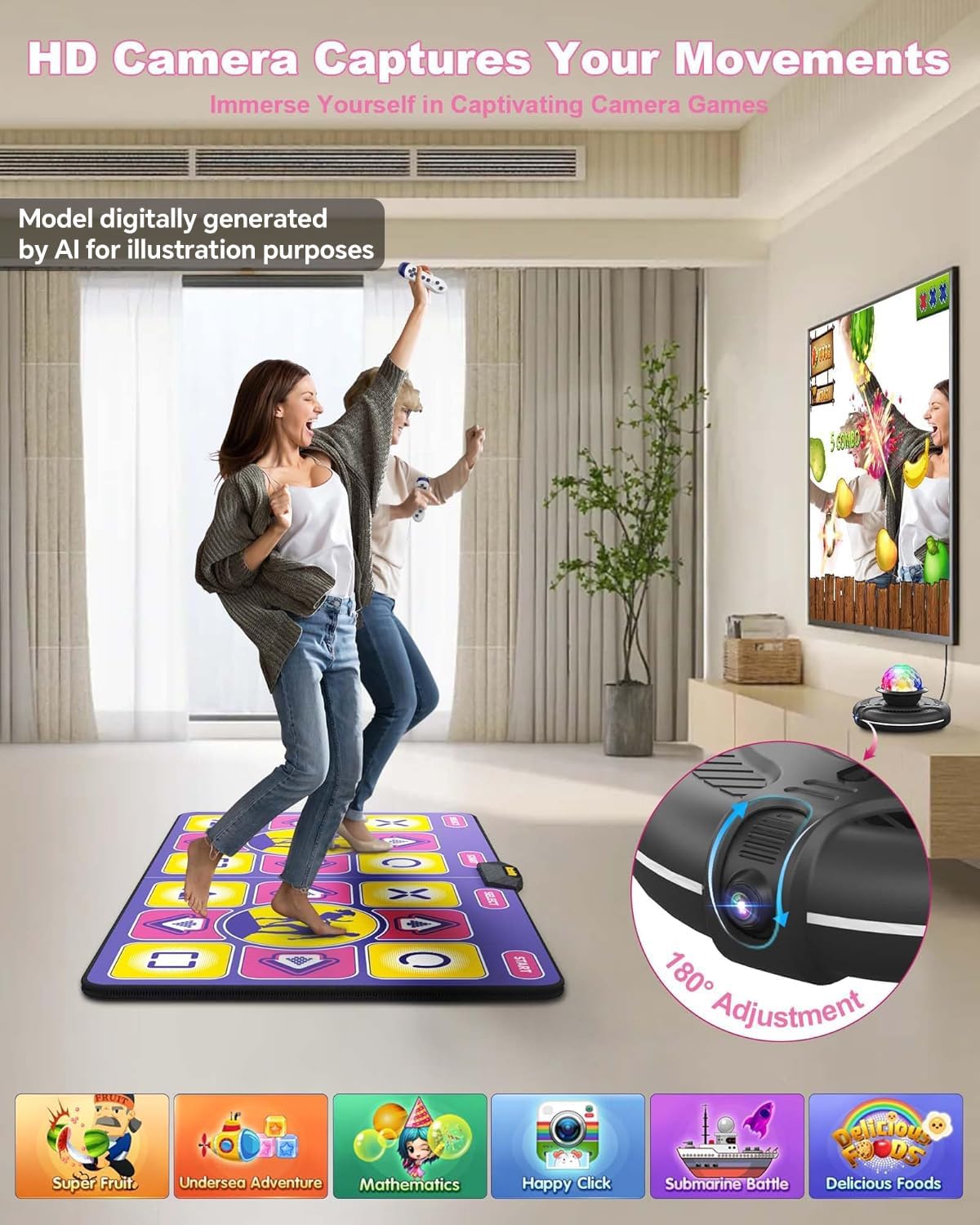 Double Wireless Dance Mat for TV, Family Fun - Purple - image 3