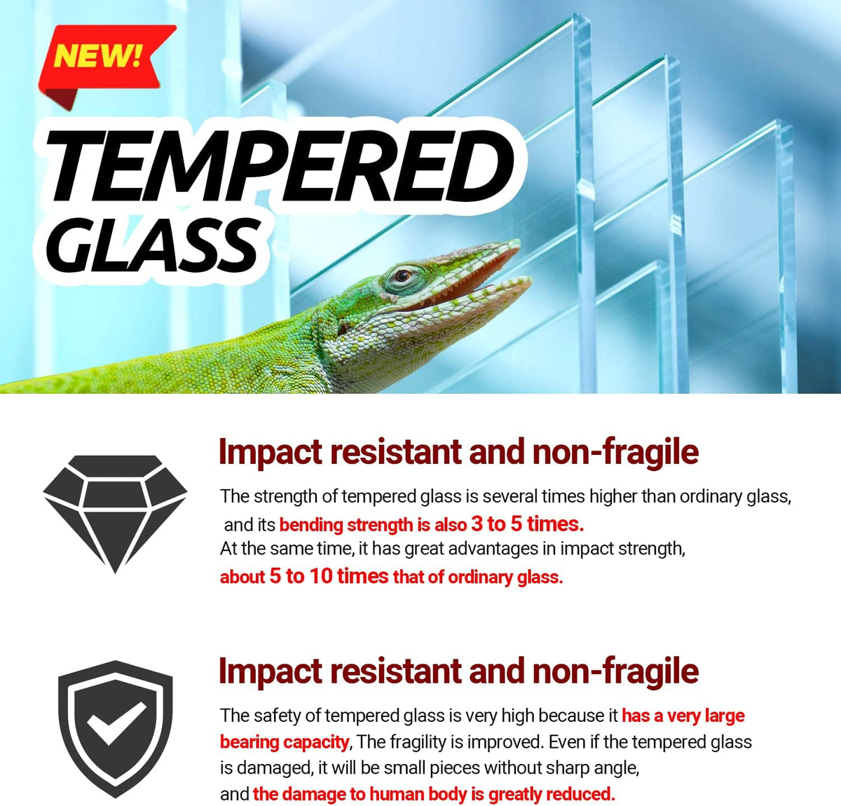 REPTI ZOO 50 Gallon Reptile Glass Tank Terrarium 2 in 1 Side Meshes - 48" x 18" x 18" (Extra-Long) - image 4