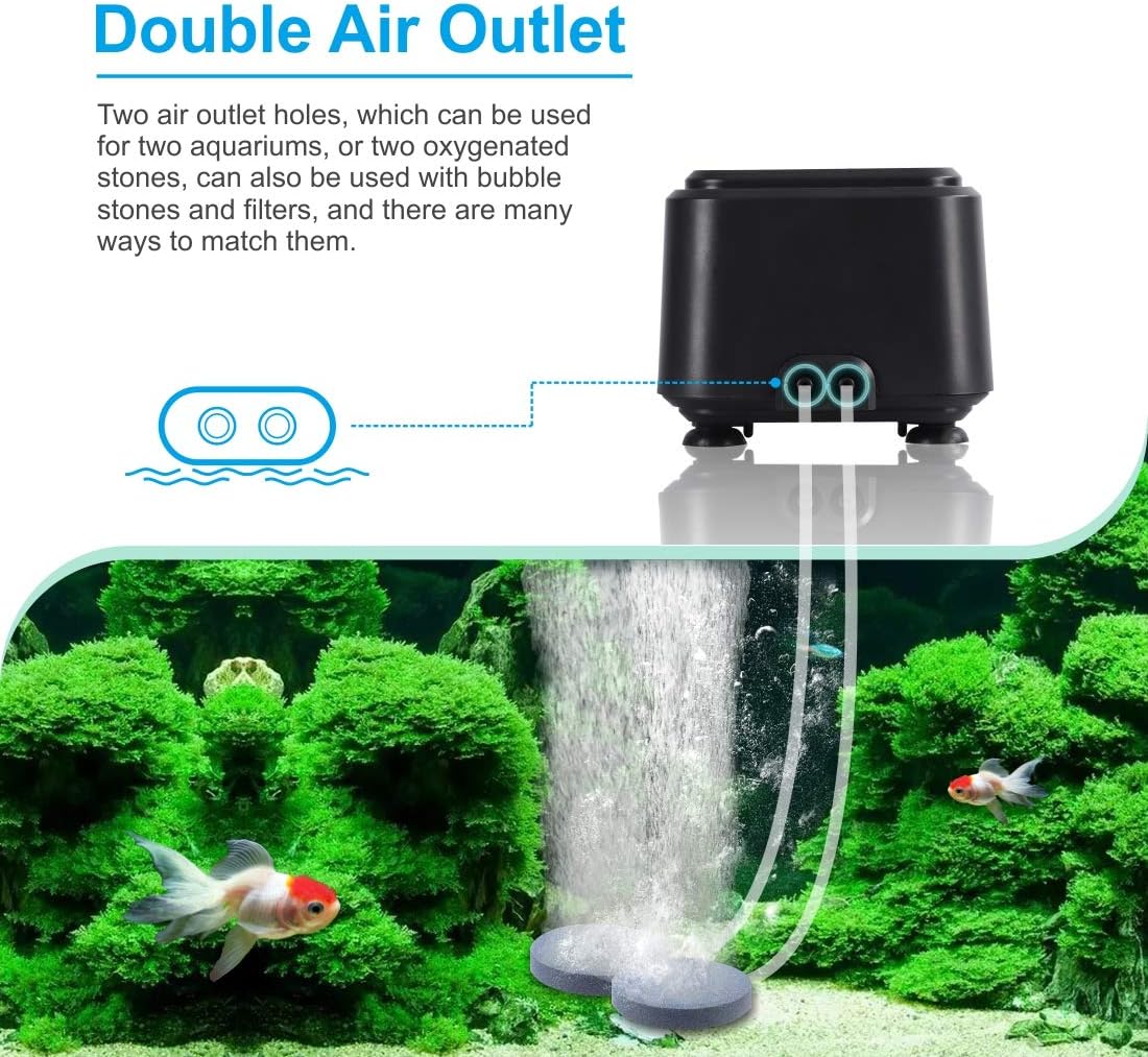 hygger Quiet <30dB Aquarium Air Pump - 5W, Up to 150Gallon - image 3