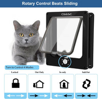 CEESC Medium Cat Door for Interior/Exterior, for Pets <15.75" - M- Inner size: 6.18"(W) x 6.3"(H) / Black - image 4