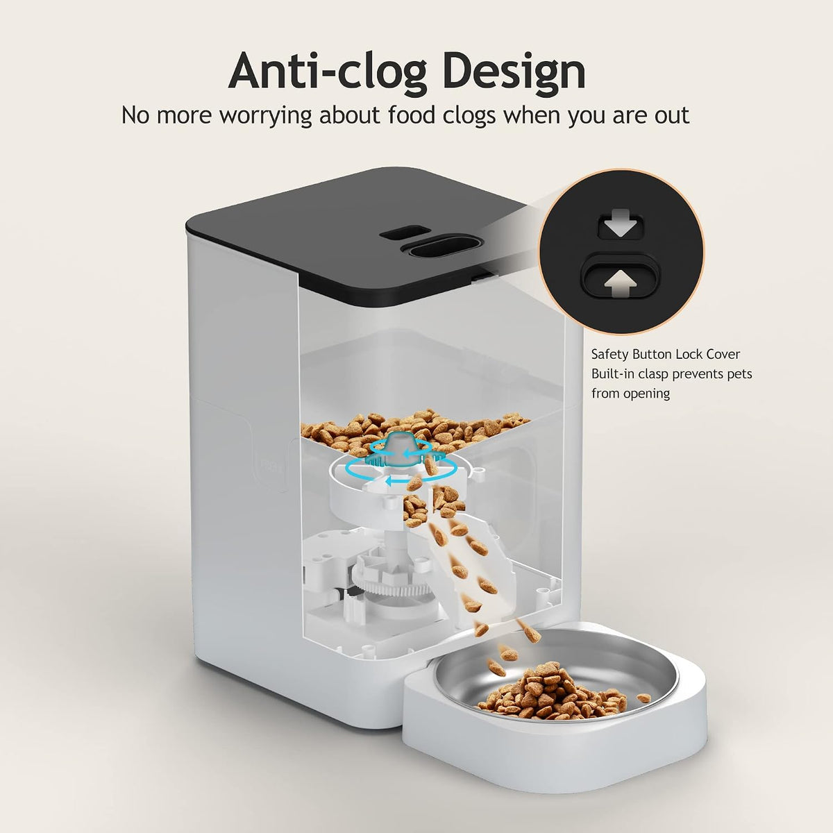 VOLUAS automatic cat feeder with LCD screen, voice recording and removable cleanable parts - view 3