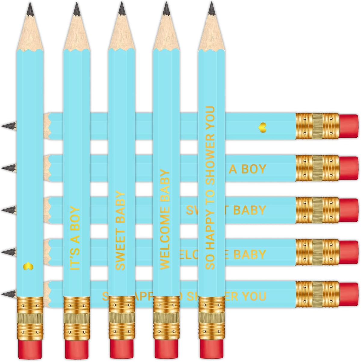 Baby Shower Pencils for Party Games, Neutral - Blue - It's a Boy
