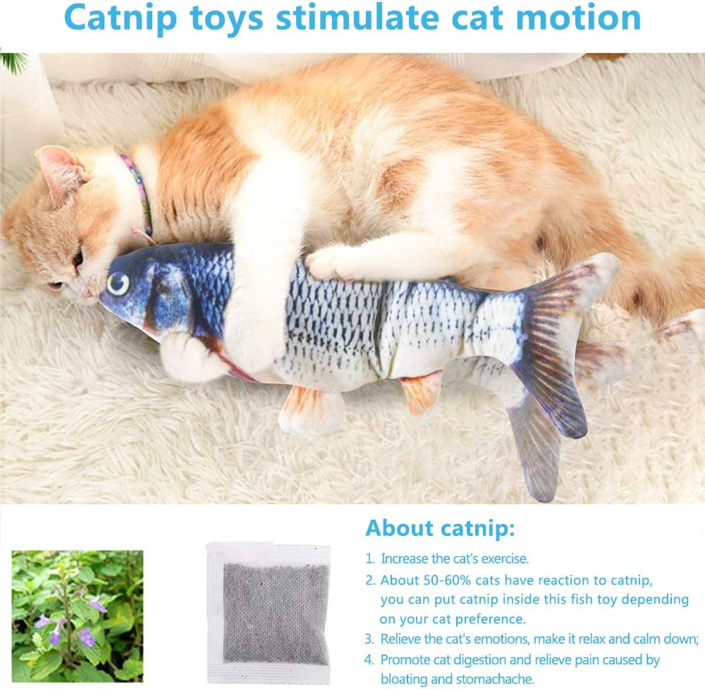Tocirelo Cat Toys Flopping Fish with Catnip - Carp - image 3