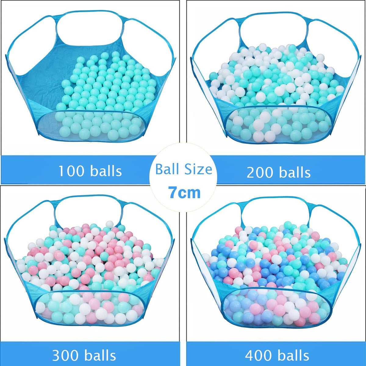Portable Cute Blue Hexagon Children Ball Pit - Blue - image 3