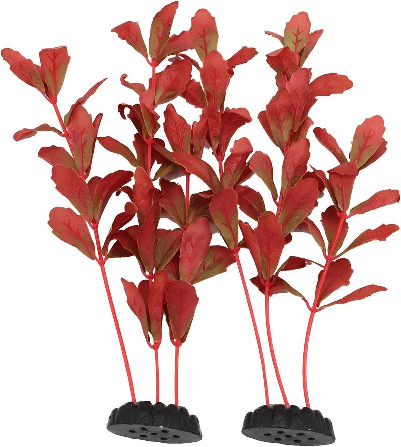 2-Pack 12 Inch Aquarium Silk Aquarium Plants - Red / 12 Inch