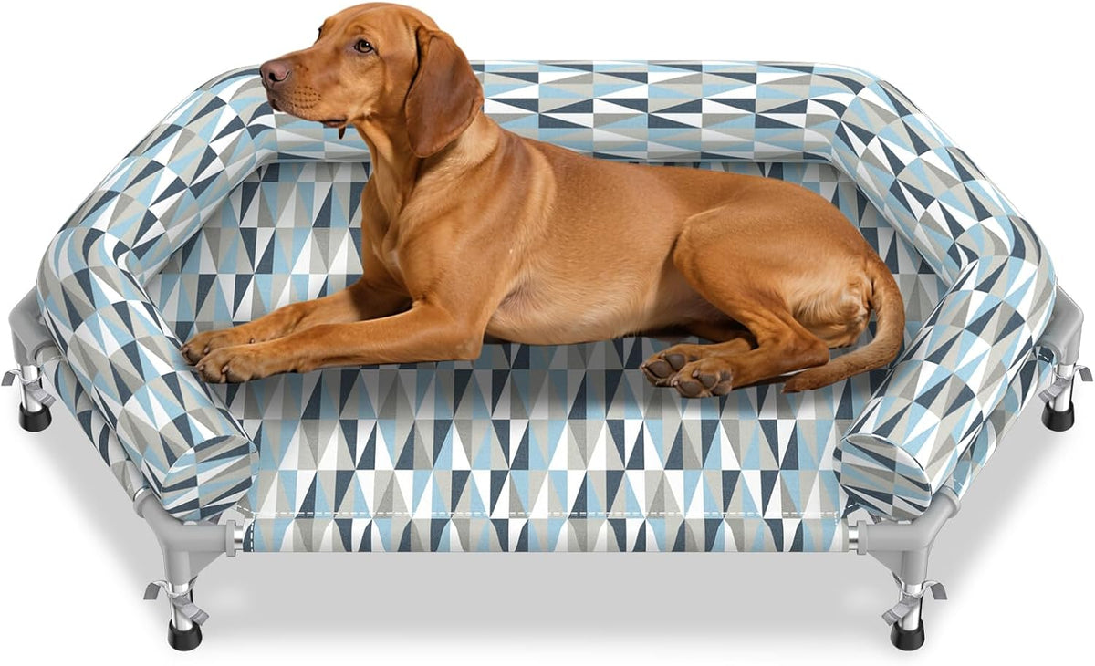 Elevated Dog Bed with Bolster - 6 side Bolster / Medium