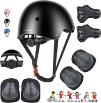 DaCool Kids Bike Helmet Set Skateboard Knee Pads - 3-Black
