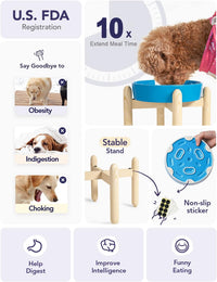 LE TAUCI Ceramic Slow Feeder Dog Bowls Small Breed - Vortex Blue+Stand / L-3 Cups - image 3
