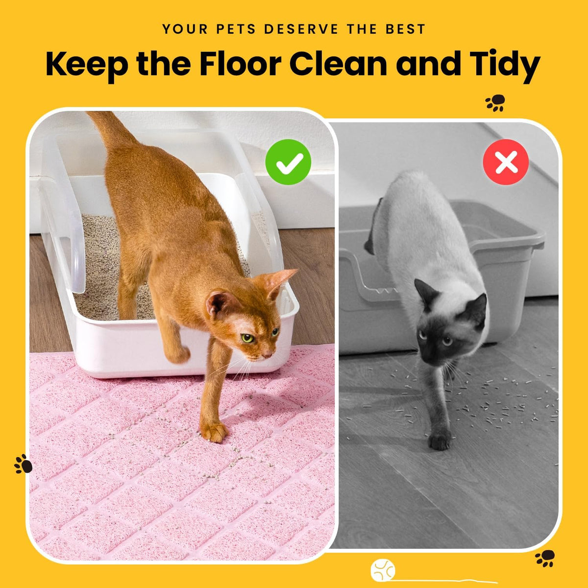 Conlun Cat Litter Mat Litter Trapping Mat - Pink / Small (24" x 17") - image 4