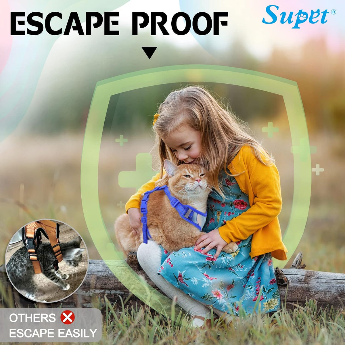 Supet Cat Harness and Leash Escape Proof - Orange2 / M（Chest:11.0-18.3'') - image 4