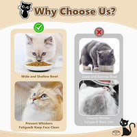 Ceramic Cat Food Bowls - 2 Pack Shallow Plates for Wet Food, Whisker-Friendly Feeding Dish with Non-Slip Silicone Base, Microwave & Dishwasher Safe for Indoor Cats & Kittens
