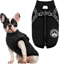 Winter Dog Coat with Harness Built in Waterproof Dog Jackets Warm Pet - Black / 4XL(Suggest 30-45 lbs)