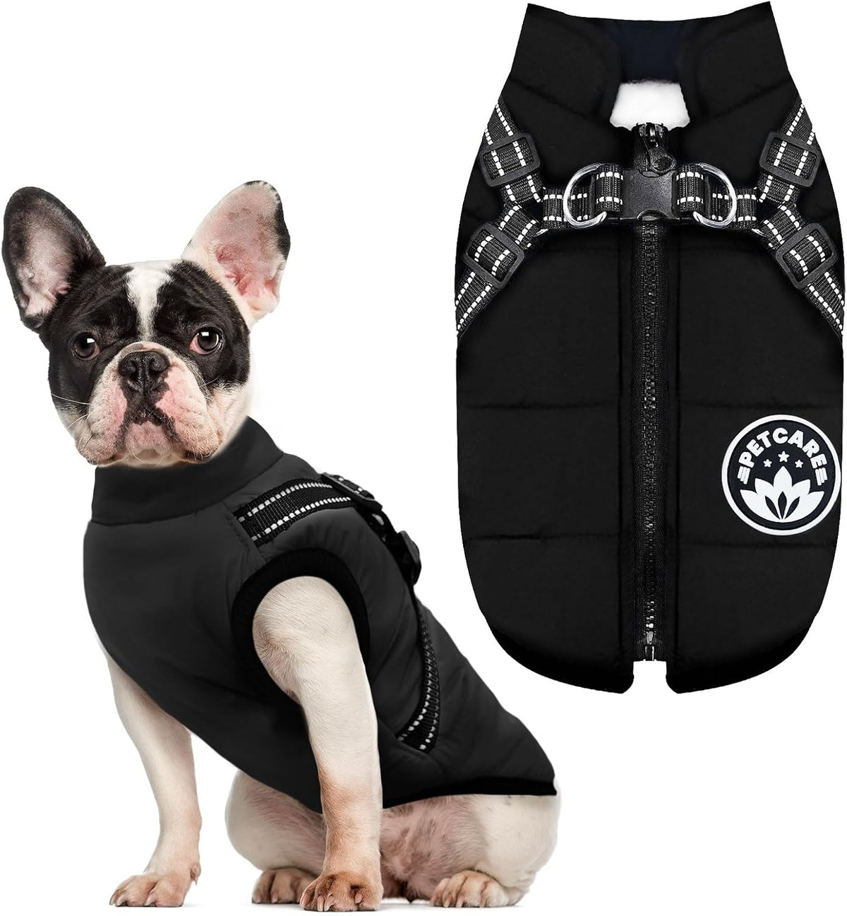 Winter Dog Coat with Harness Built in Waterproof Dog Jackets Warm Pet - Black / 4XL(Suggest 30-45 lbs)