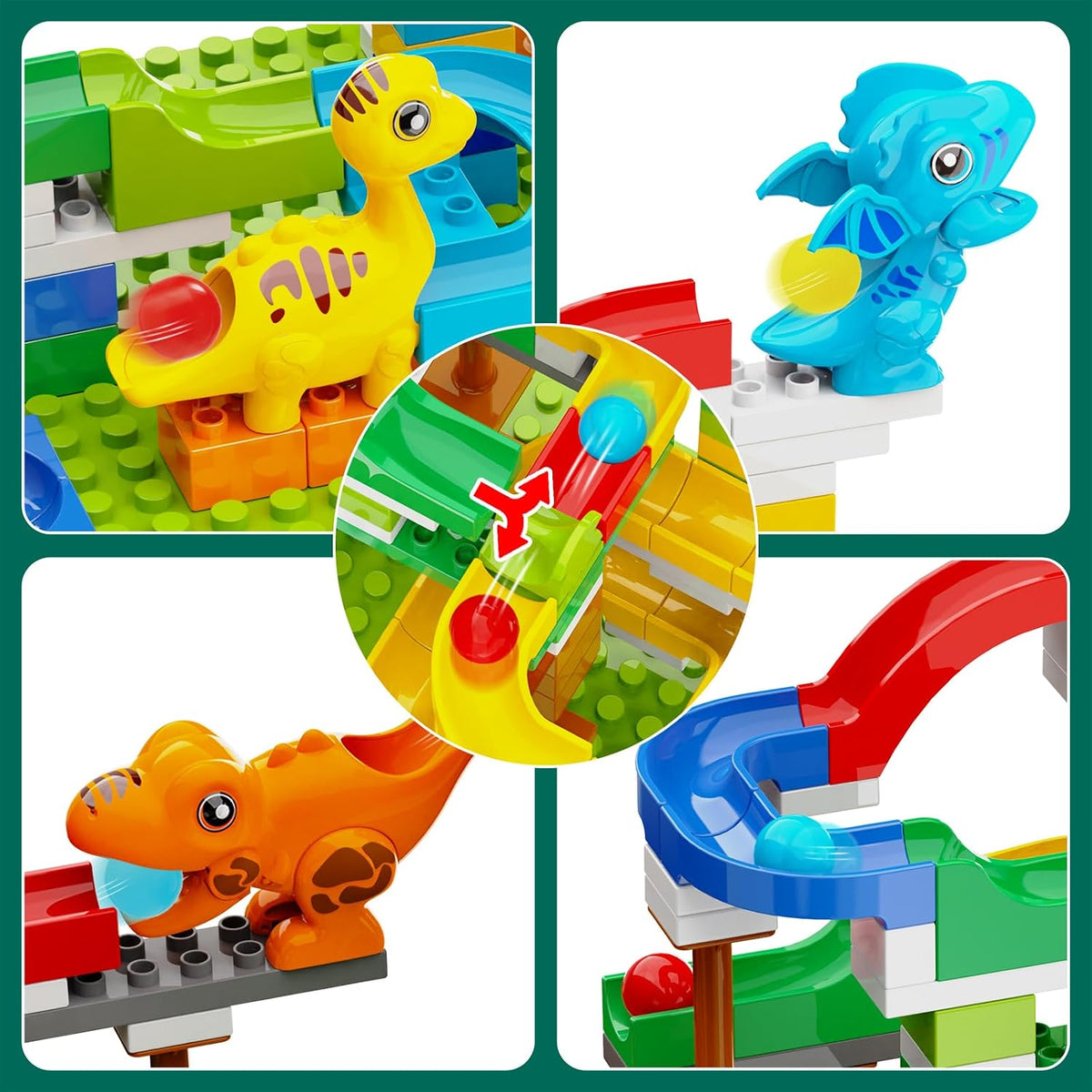 Anpcso 128 piece marble run building blocks set with ring toss rings - view 11