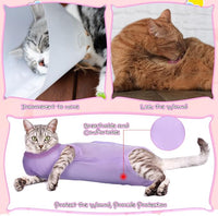 Nuanchu 3 Pieces Cat Recovery Suit Kitten Recovery Suit E-Collar Alternative for Cats and Dogs Abdominal Skin Anti Licking Pajama Clothes Sets(Solid Pattern,Small)
