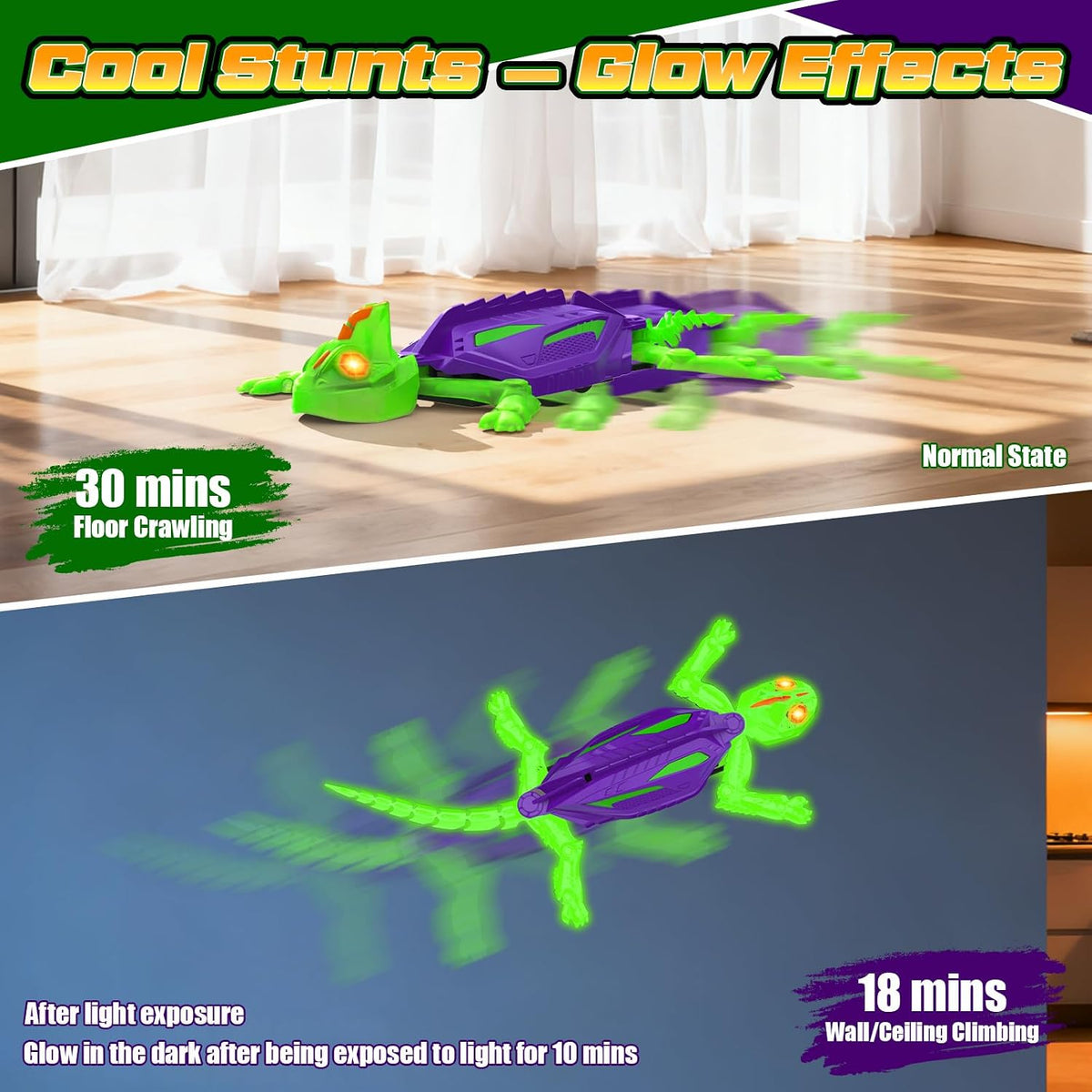 Wall Climbing Gecko, Glow-in-The-Dark Lizard Wall Crawler - image 3