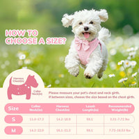 Small Dog Collar Harness and Leash Set with Bowtie - Pink-Harness / S: Neck 10-16", Chest 14-18.9" - image 2