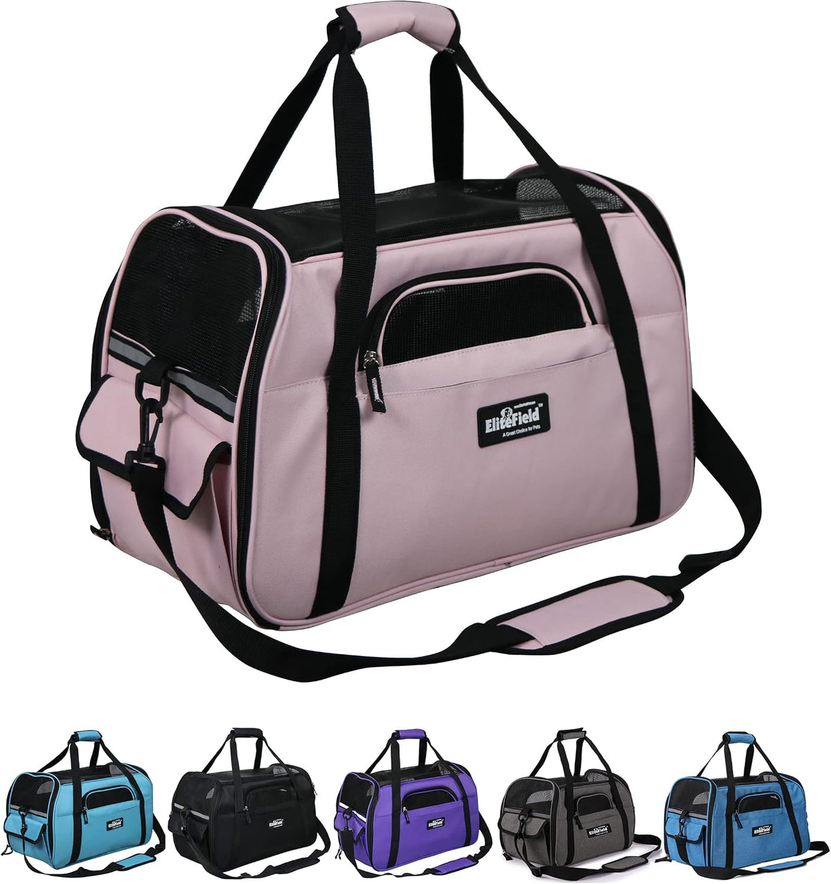 EliteField Soft-Sided Pet Carrier for Cats & Small Dogs – Essentials for Dogs - 19.0"L x 10.0"W x 13.0"H / Pink