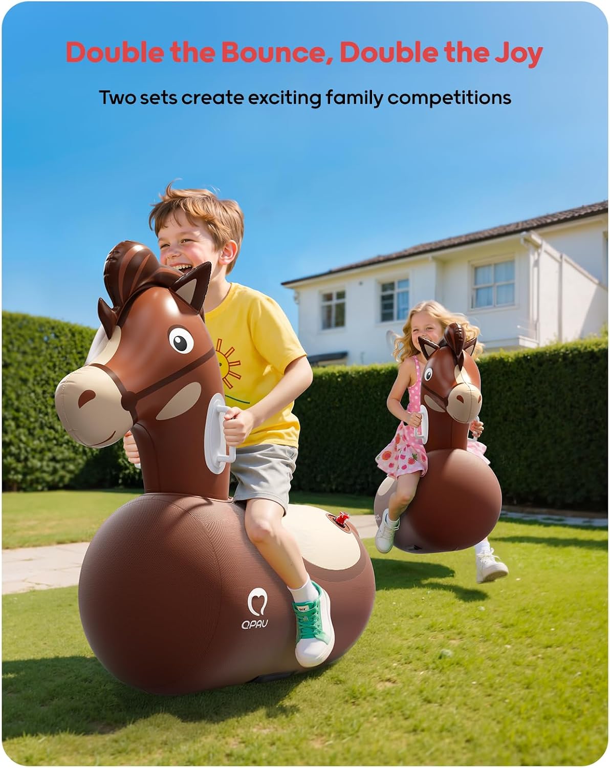 QPAU Inflatable Dinosaur Bouncy Hopper Toy - Horse / 2 Pack - image 2