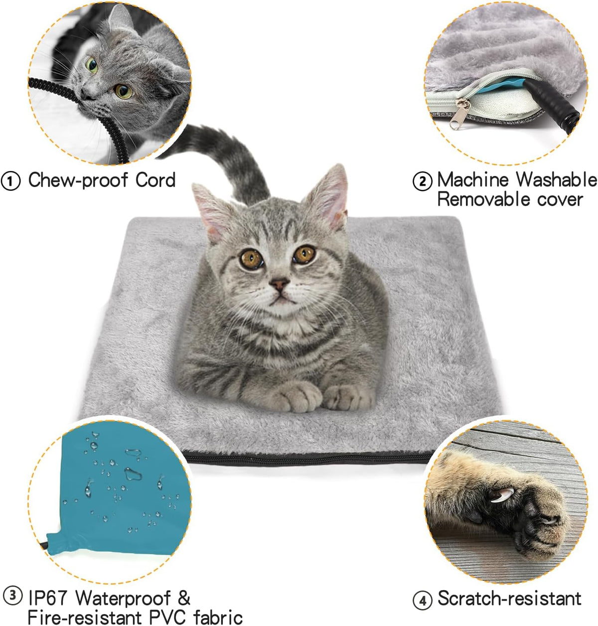 Heated Cat Bed for Indoor Cats - Gray - image 3