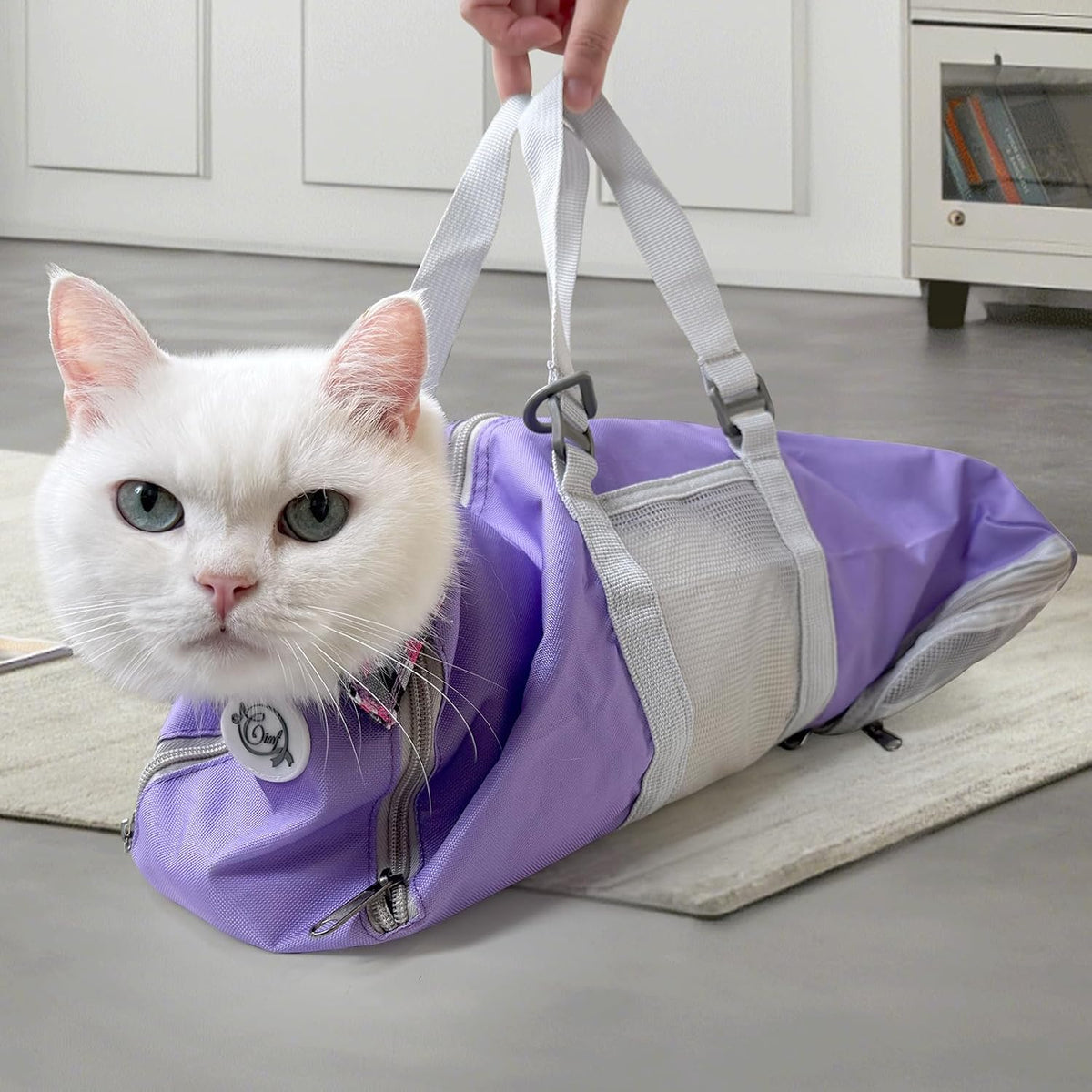 Cinf Cat Restraint Grooming Bag - M (8-12lbs) / Taro - image 3