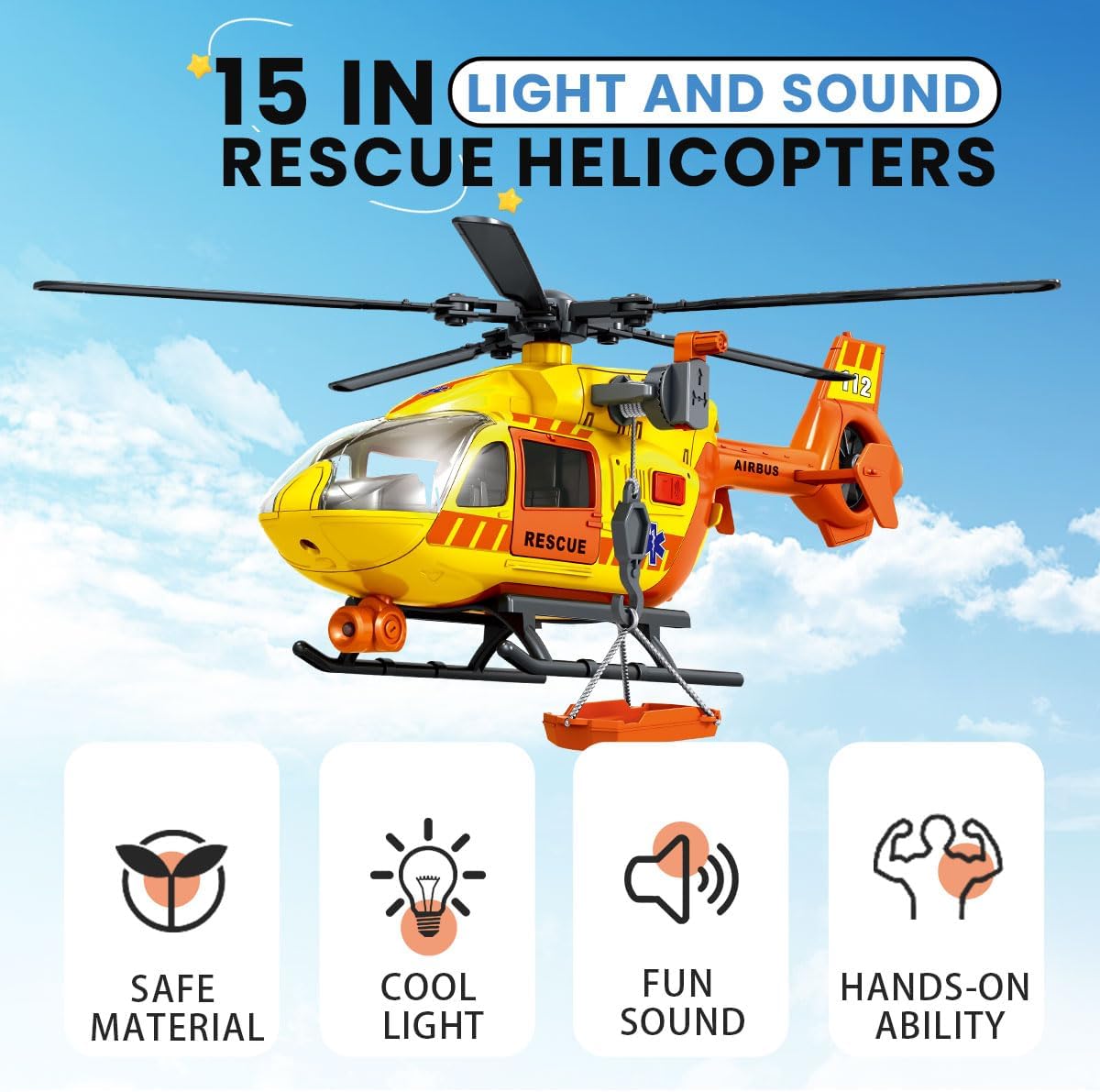 CSDCSD large helicopter toy with crane and cargo basket, lights and sounds - view 11