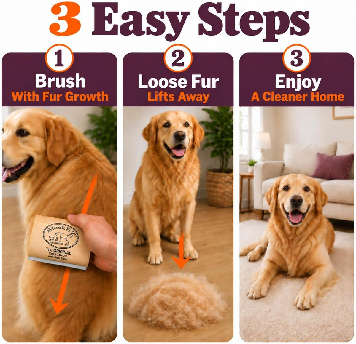 SleekEZ Dog Brush for Shedding, Patented Deshedding Dog Brush - Dog Brush - image 4
