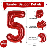 Checkered Number Balloon 1 - Red / Number 5 - image 2