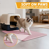Pieviev Cat Litter Mat, Double-Layer Waterproof Litter Trap - Pink / 30x24 Inch - image 4