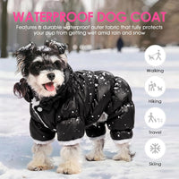 Dog Coat Waterproof Dog Jacket Fullbody Dogs Winter Coat Snowsuit – Essentials for Dogs - Black / Medium - image 2