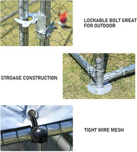 4ever2buy 1.26’’ Large Metal Chicken Coop Run Walk in, Chicken Pen for Chickens, Outdoor Chicken Runs Coops, Flat Roofed Chicken Runs for Yard with Anti-Ultraviolet Cover (9.2’L x18.7’Wx 6.4’H)