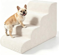 Dog Stairs for Bed & Couch, 18" H 4-Step Pet Ramp for Small Dogs - Beige / 4 / Standard 18" Height