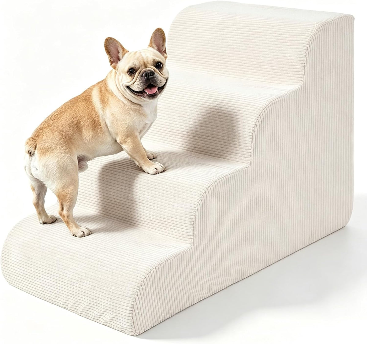 Dog Stairs for Bed & Couch, 18" H 4-Step Pet Ramp for Small Dogs - Beige / 4 / Standard 18" Height