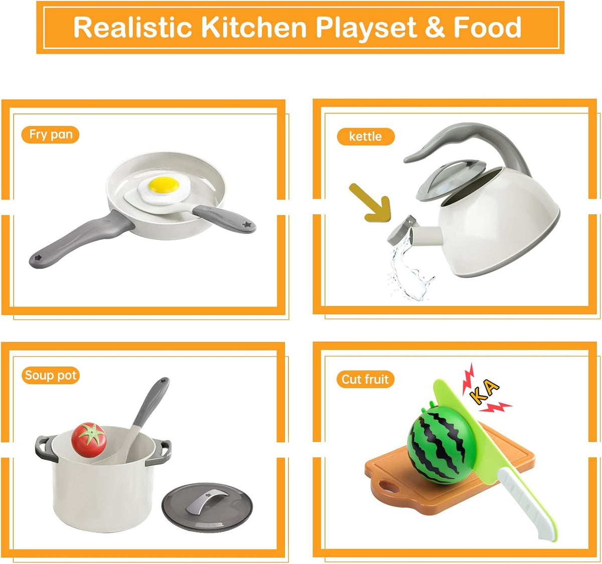 35Pcs Kids Kitchen Toy Accessories - White / 90Pcs - image 4